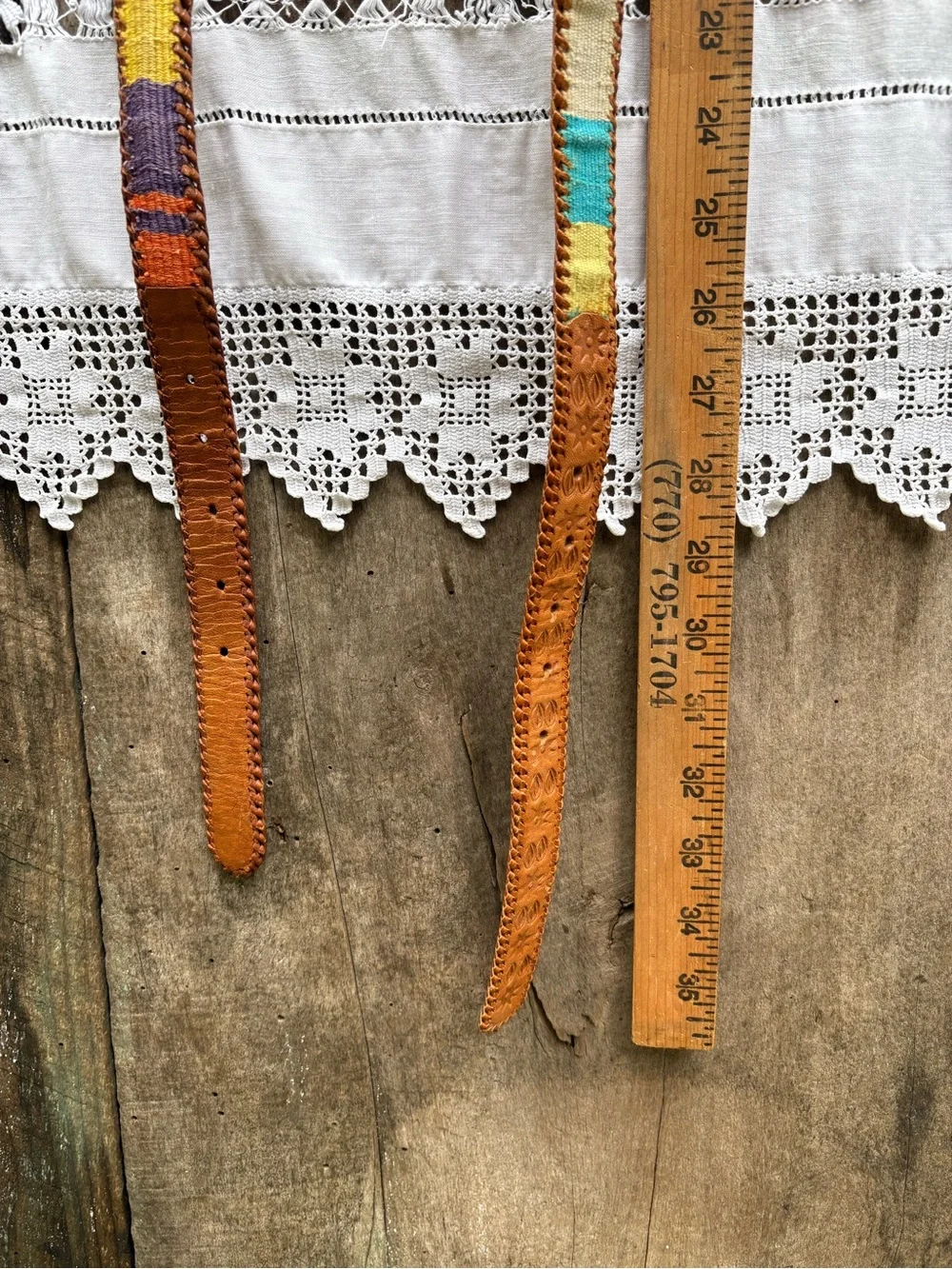 Vintage Handmade Belts From Guatemala Medium Set of 2